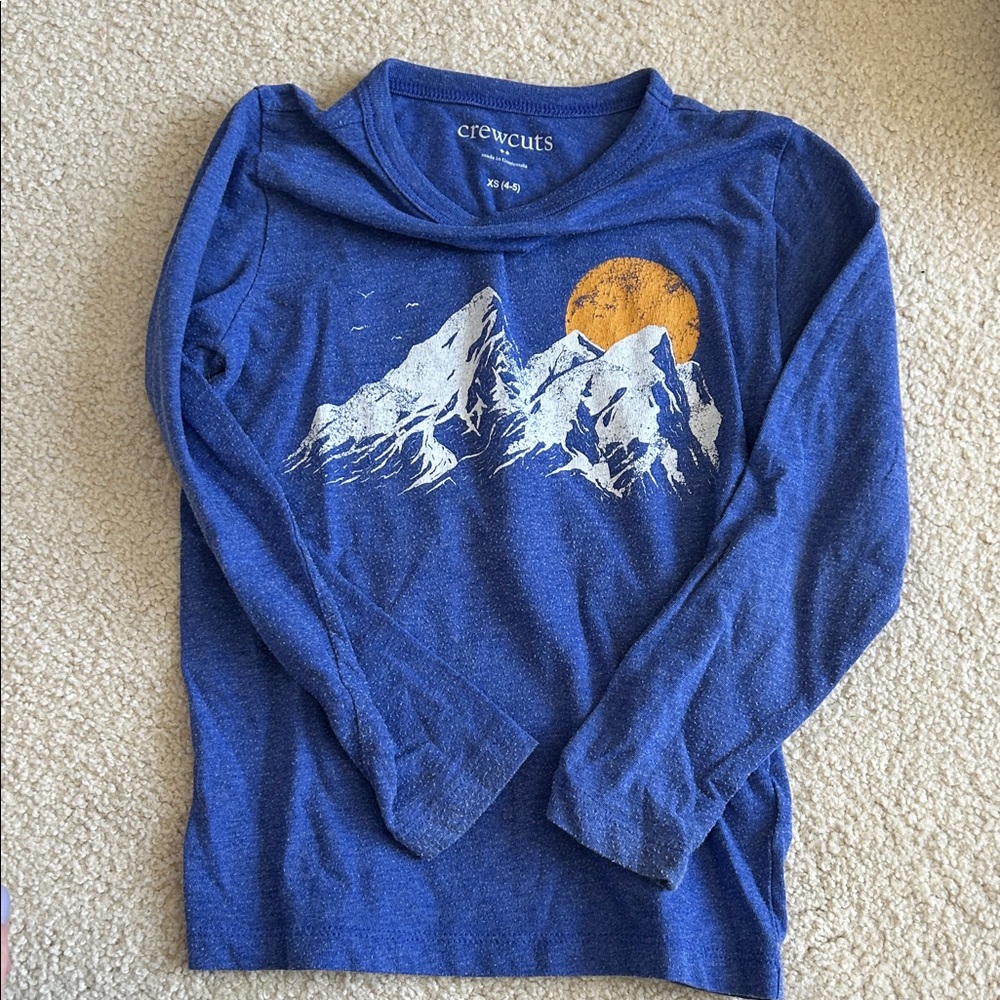 Crewcuts Navy Blue Mountain & Sun Long Sleeve Tee